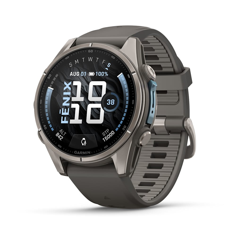 Garmin fēnix 9 43 mm GPS – Titan, Sportarmband, Grau, 100 m, für iPhone