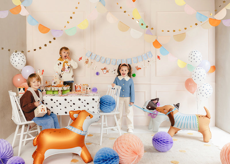 PartyDeco Folienballon Corgi – orange/weiss – 88 × 70 cm – 1 Stk