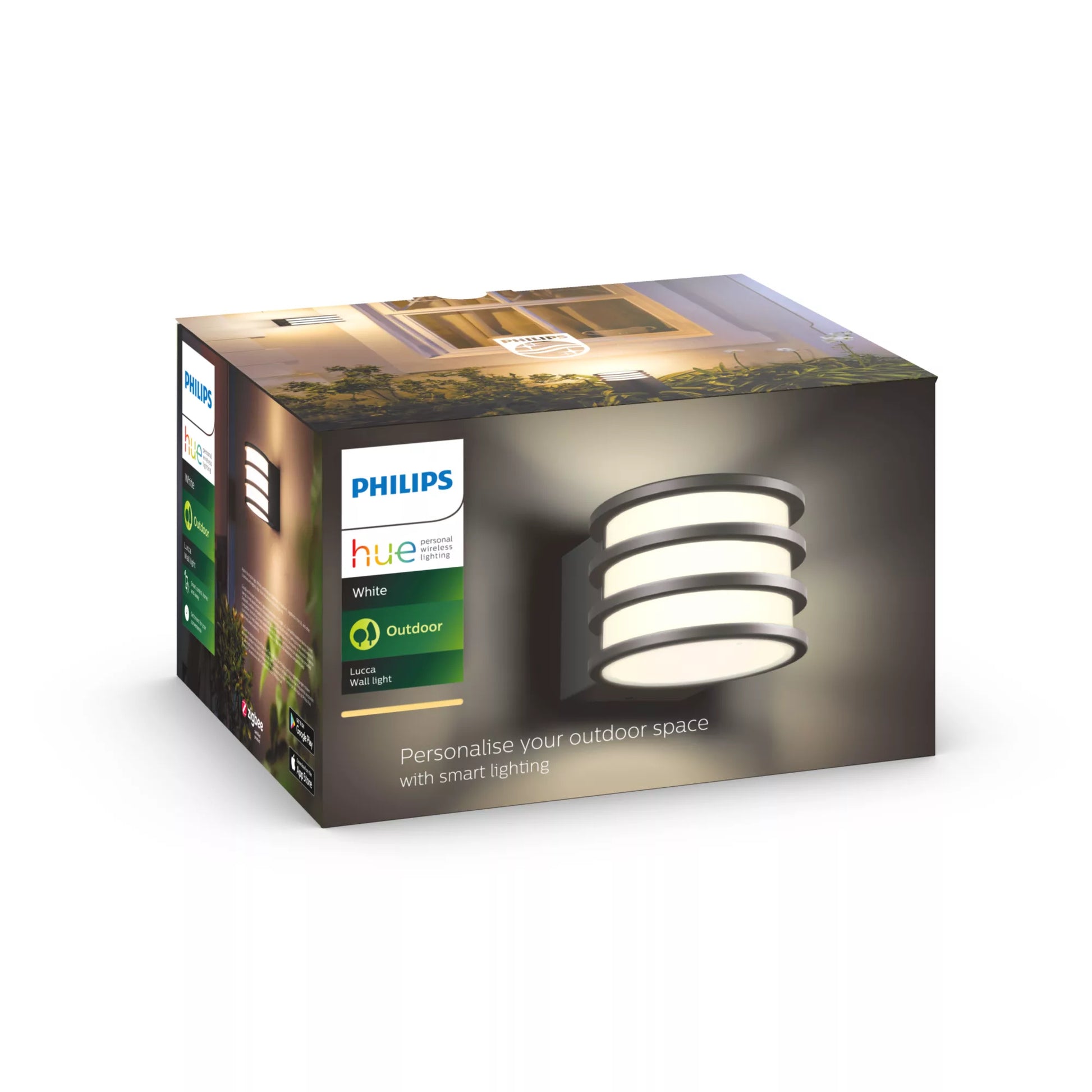 Philips by Signify Philips Hue Aussenwandleuchte – 2700 K – IP44 – Netzbetrieb – Zigbee – für Philips Hue – dimmbar – Aluminium