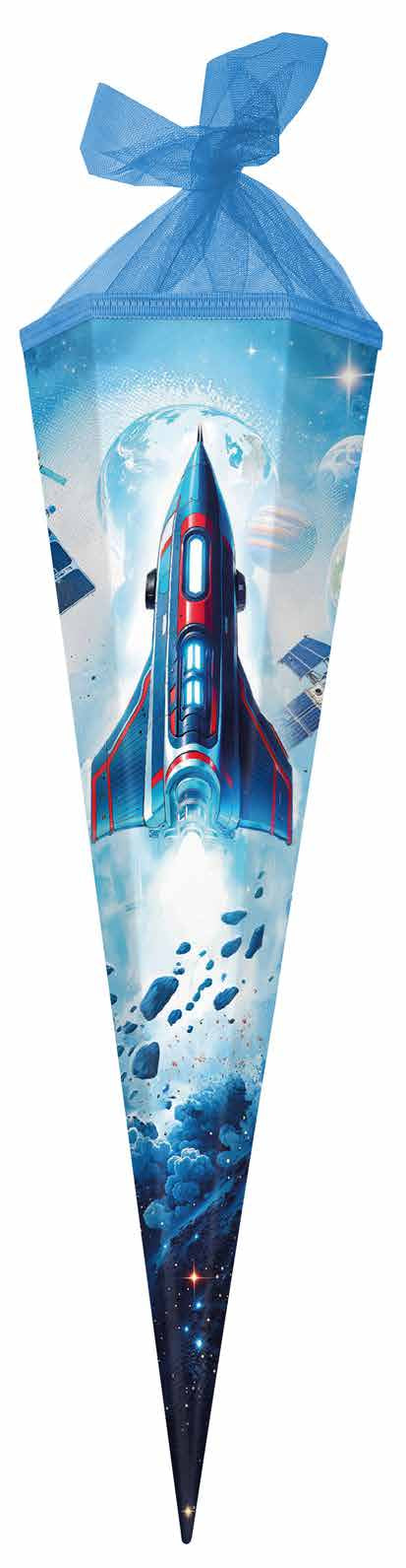 Goldbuch Schultüte ohne Inhalt – Weltraum – 70 cm, rund, Filz, blau, weiss, Klebeband