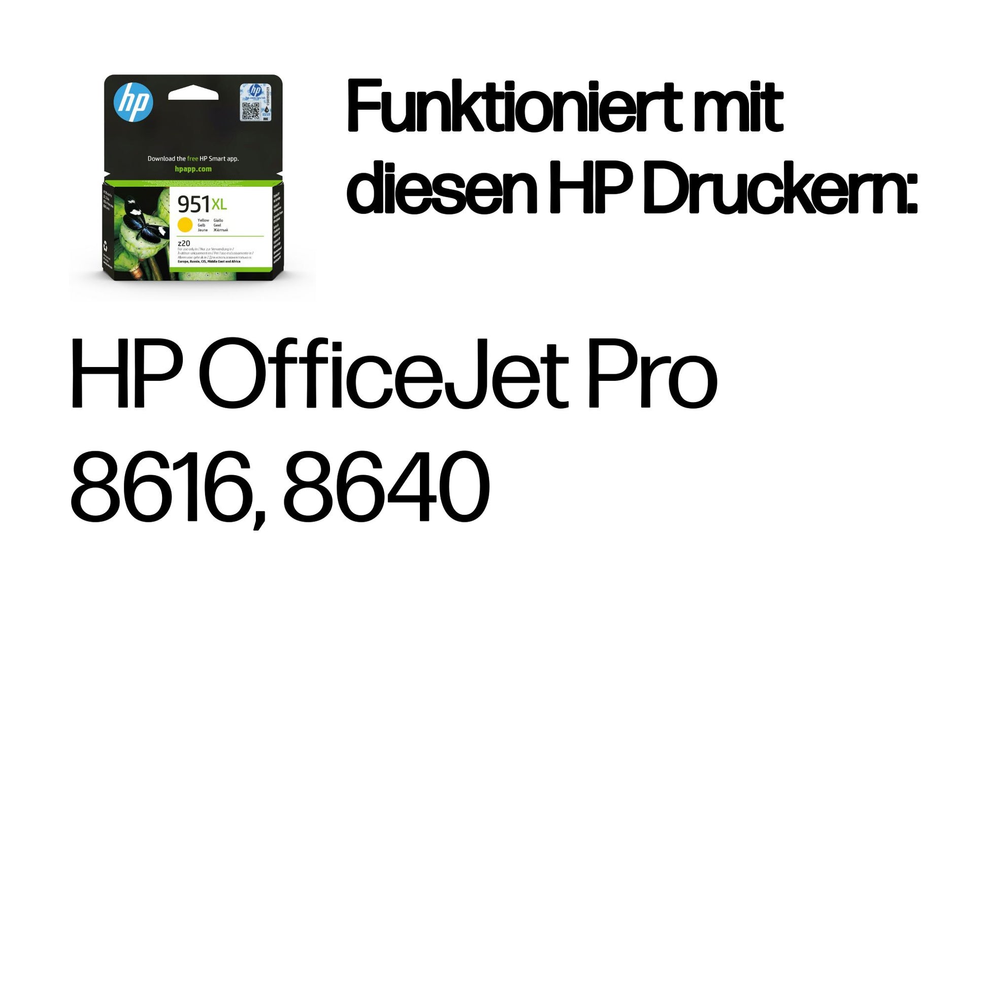 HP 951XL Gelbe Tintenpatrone (Original) – 1'500 Seiten – für HP OfficeJet Pro 276/8100/8600 … – CN048AE