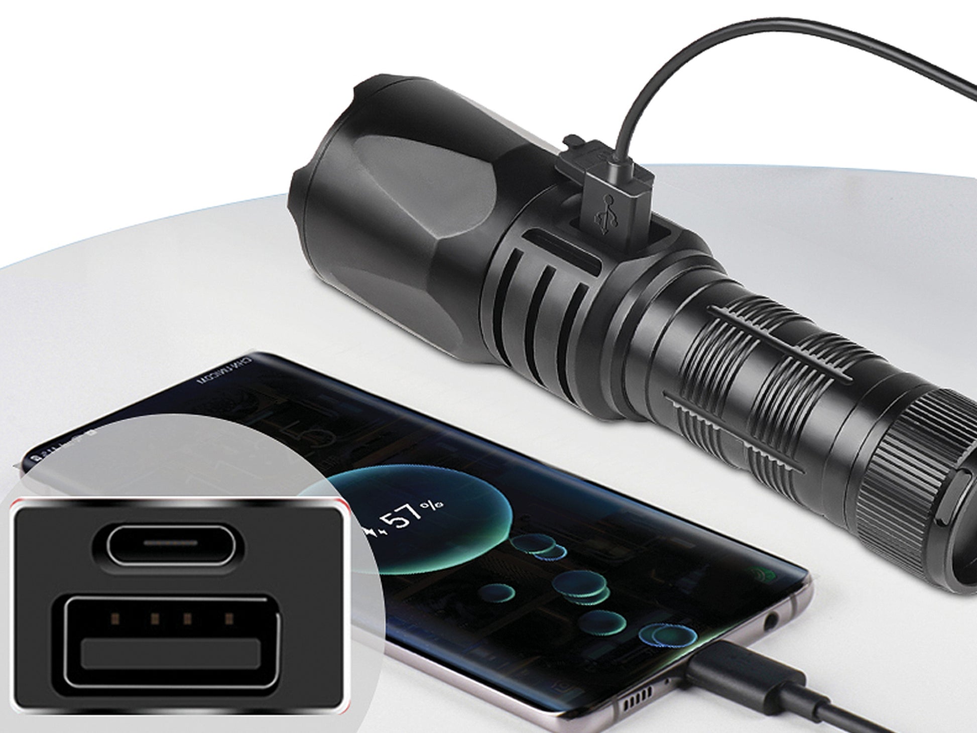 Sandberg Survivor Torch Powerbank 5000 Taschenlampe – 1200 lm, 500 m, IPX4 – Schwarz
