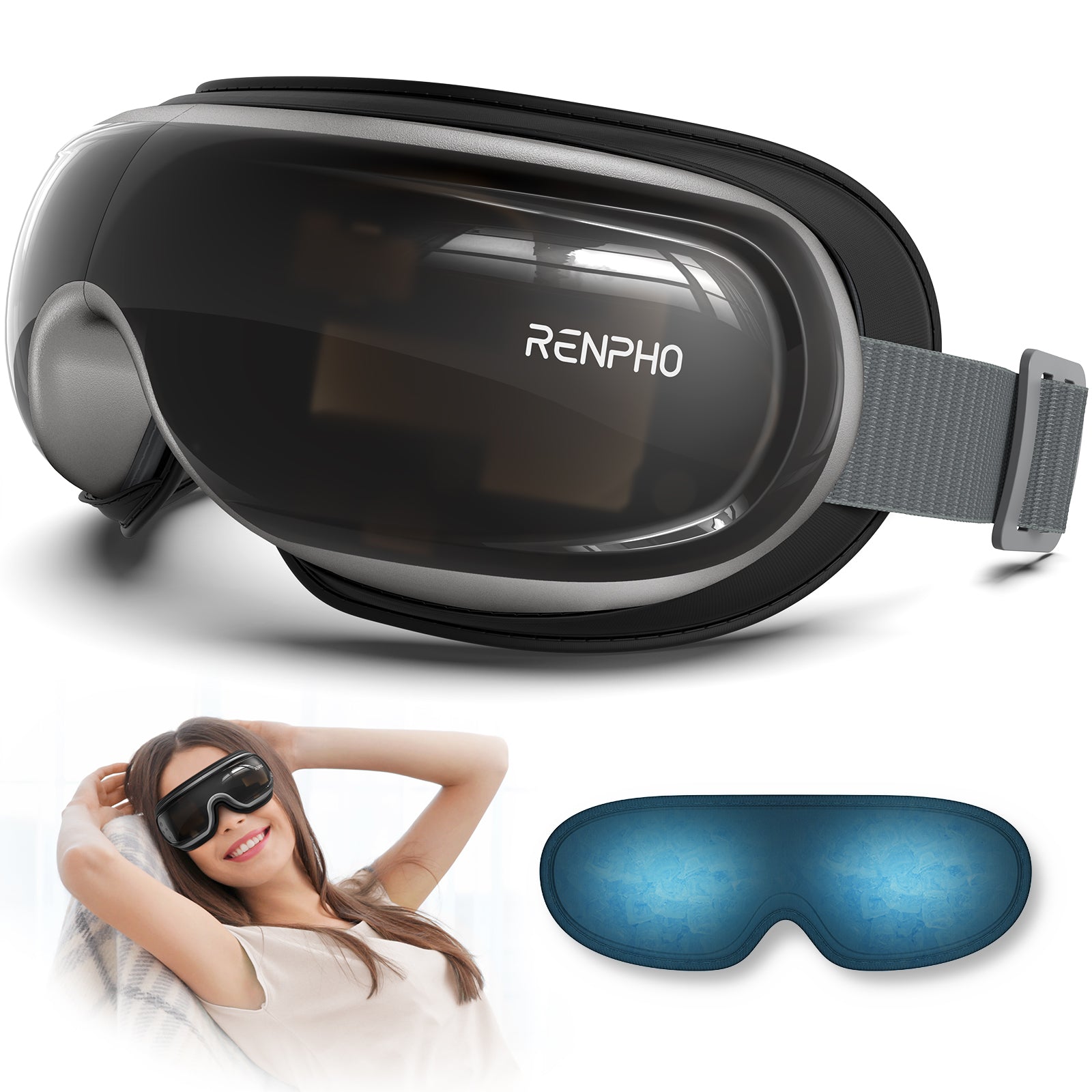 Renpho Massagegerät Eyeris 3 – für Auge – Vibrationsmassage, Bluetooth – Akku 240 min – Schwarz