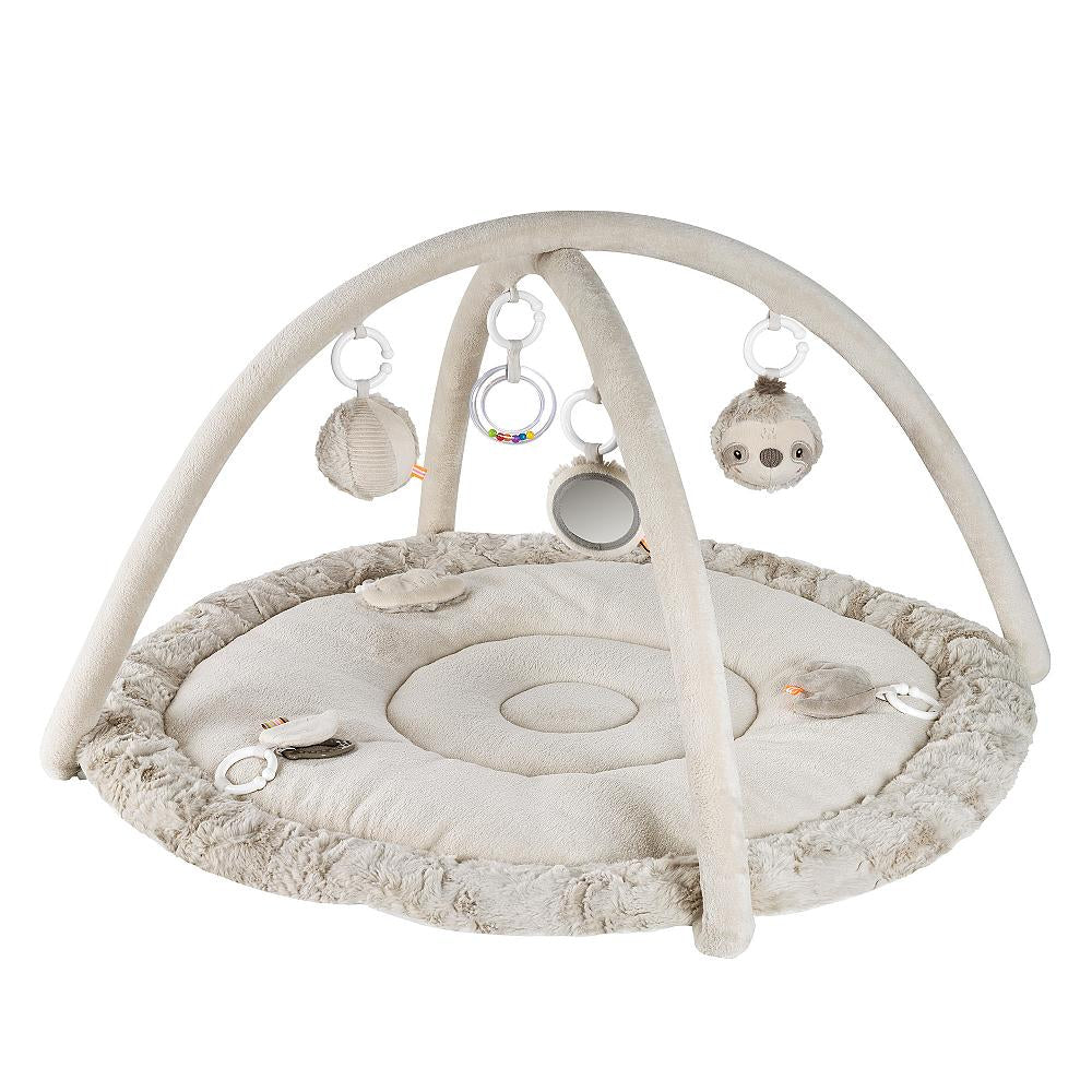 Fehn Krabbeldecke mit Spielbogen – 92 × 48 cm – ab 0 J. – Plüsch, Polyester – grau/beige