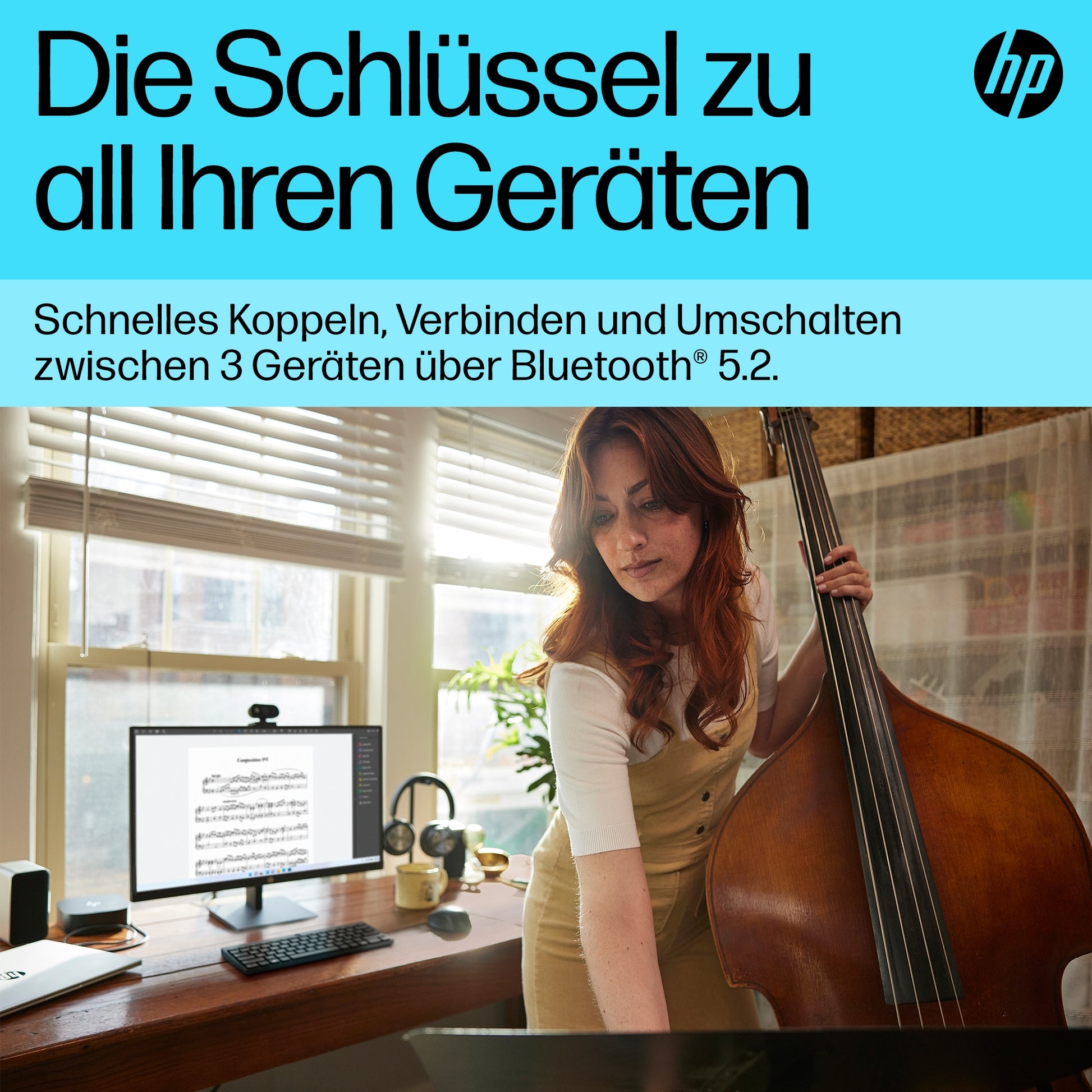 HP 355 Kompakte Multi – Tastatur TKL – Mechanisch – Bluetooth 5.2 – QWERTY (UK‑INT) – Ohne Ziffernblock