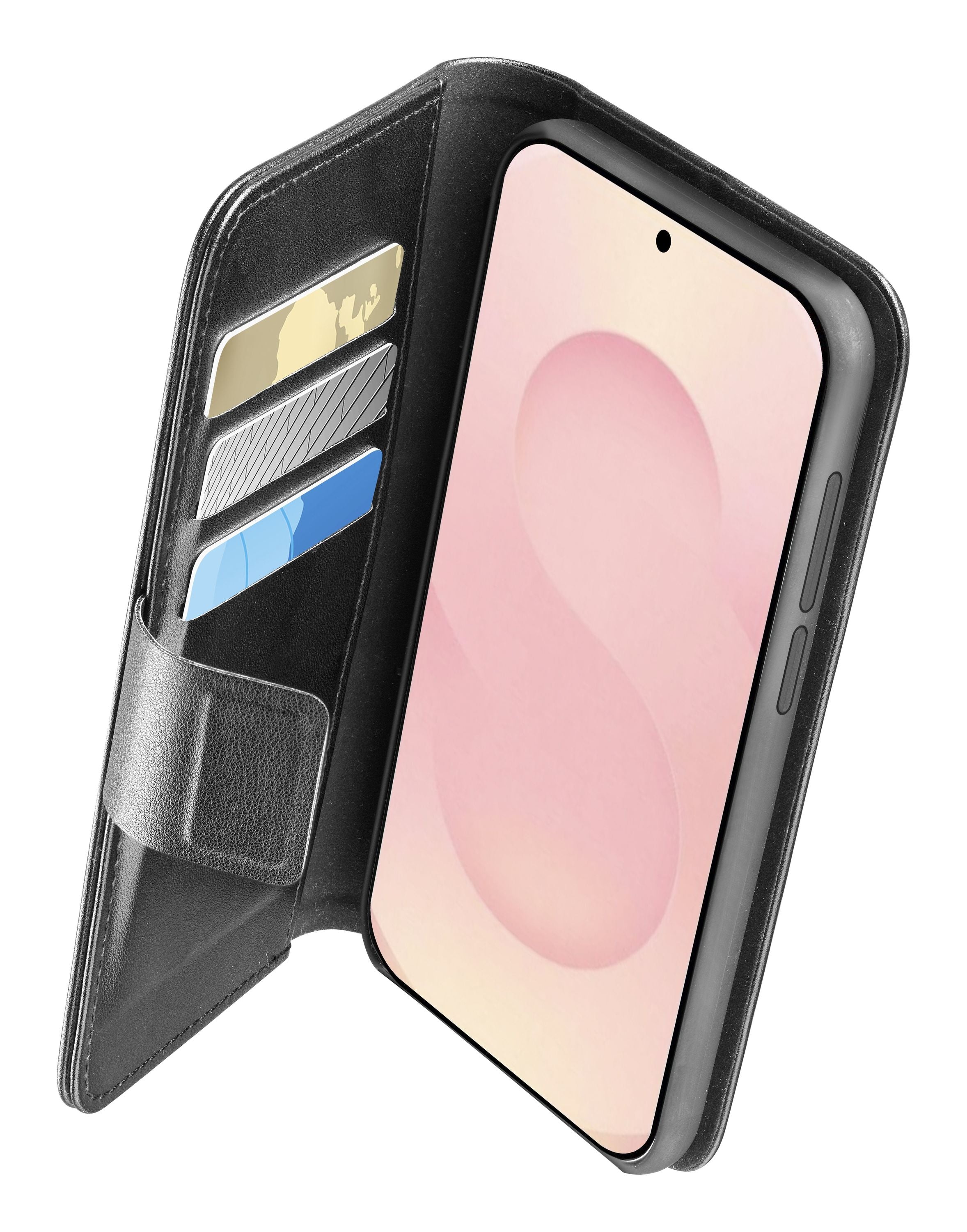 Cellularline Booklet-Hülle – für Samsung Galaxy S25 Edge – schwarz – Kunstleder – mit Kartenfach