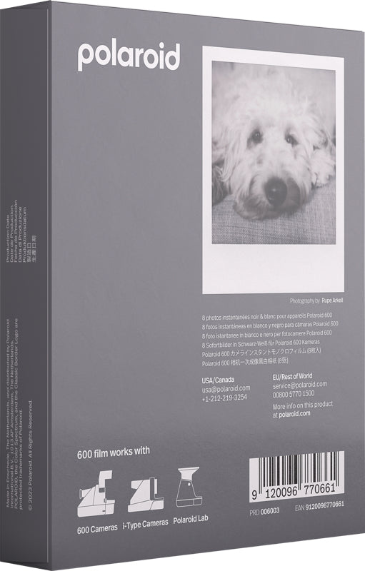 Polaroid Sofortbildfilm – Schwarzweiss, 79 × 79 mm Bild, ISO 640 – für 600 – 8er-Pack