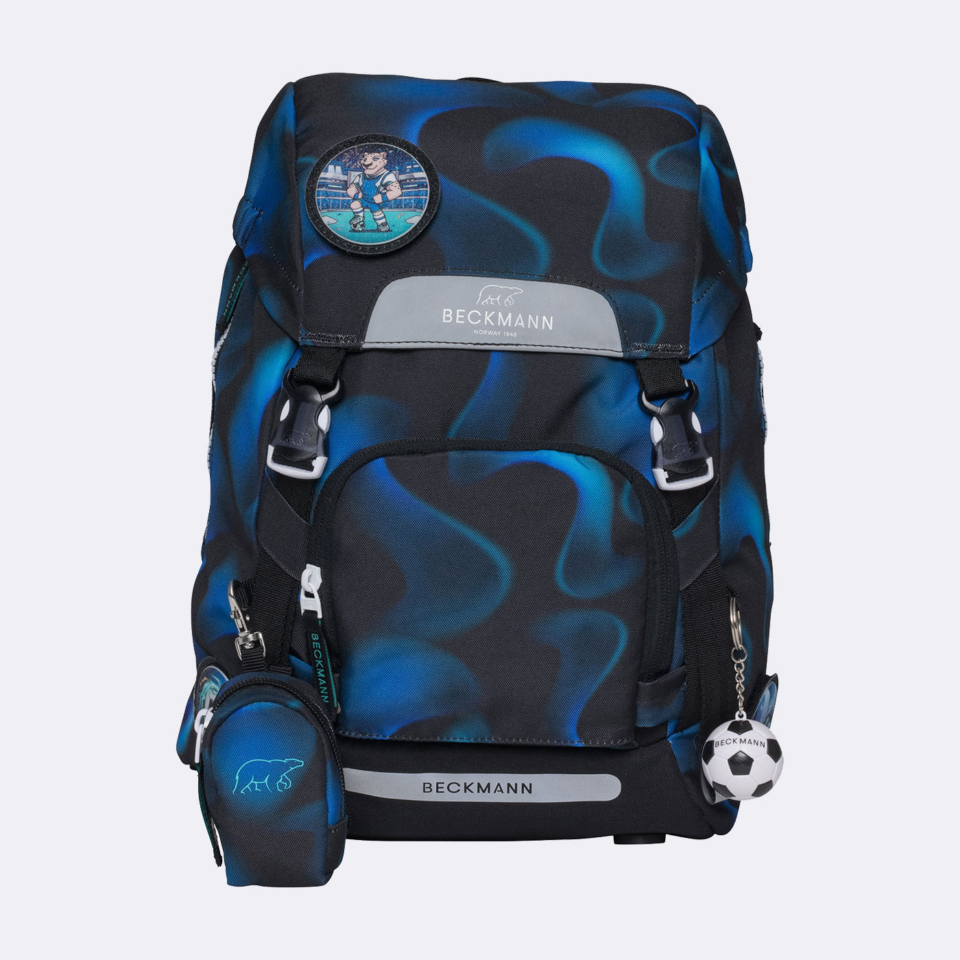 Beckmann Classic – Schulrucksack-Set 6-teilig, Fussball, 22 l, 24×37×25 cm