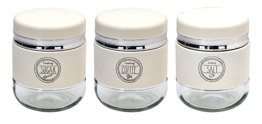 Tognana Porcellane Tognana – Vorratsdose 330 ml, Ø 9 × 11 cm, Keramik, luftdicht, 3-teilig, beige