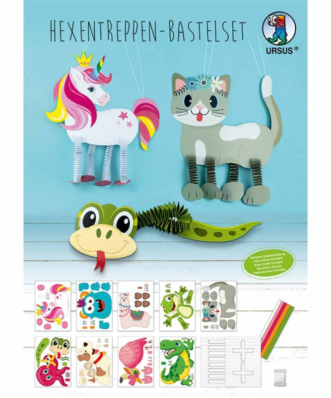 URSUS Bastelblock Hexentreppe – 25 × 35 cm, Tiere, Mehrfarbig, 300 g/m²