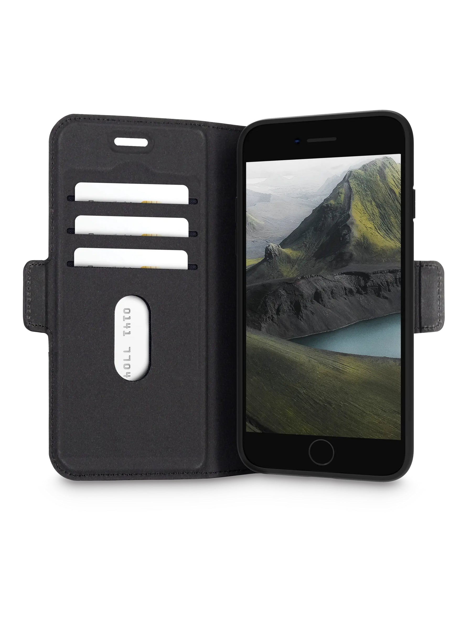 dbramante1928 Oslo Pro Wallethülle – für Apple iPhone SE/8/7, 3 Kartenfächer, Leder+Kunststoff, schwarz