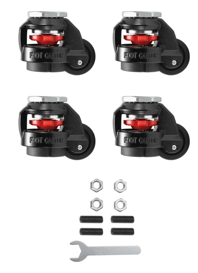 Oplite R8 Supreme Stuhlrollen-Set – Nylon/Stahl – Schwarz/Rot, für R8 FURY