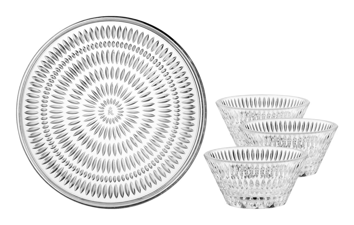 Nachtmann Servierset – 4-teiliges Set, 190 ml, Ø 22,0 cm, H 11,0 cm, Kristallglas, spülmaschinenfest