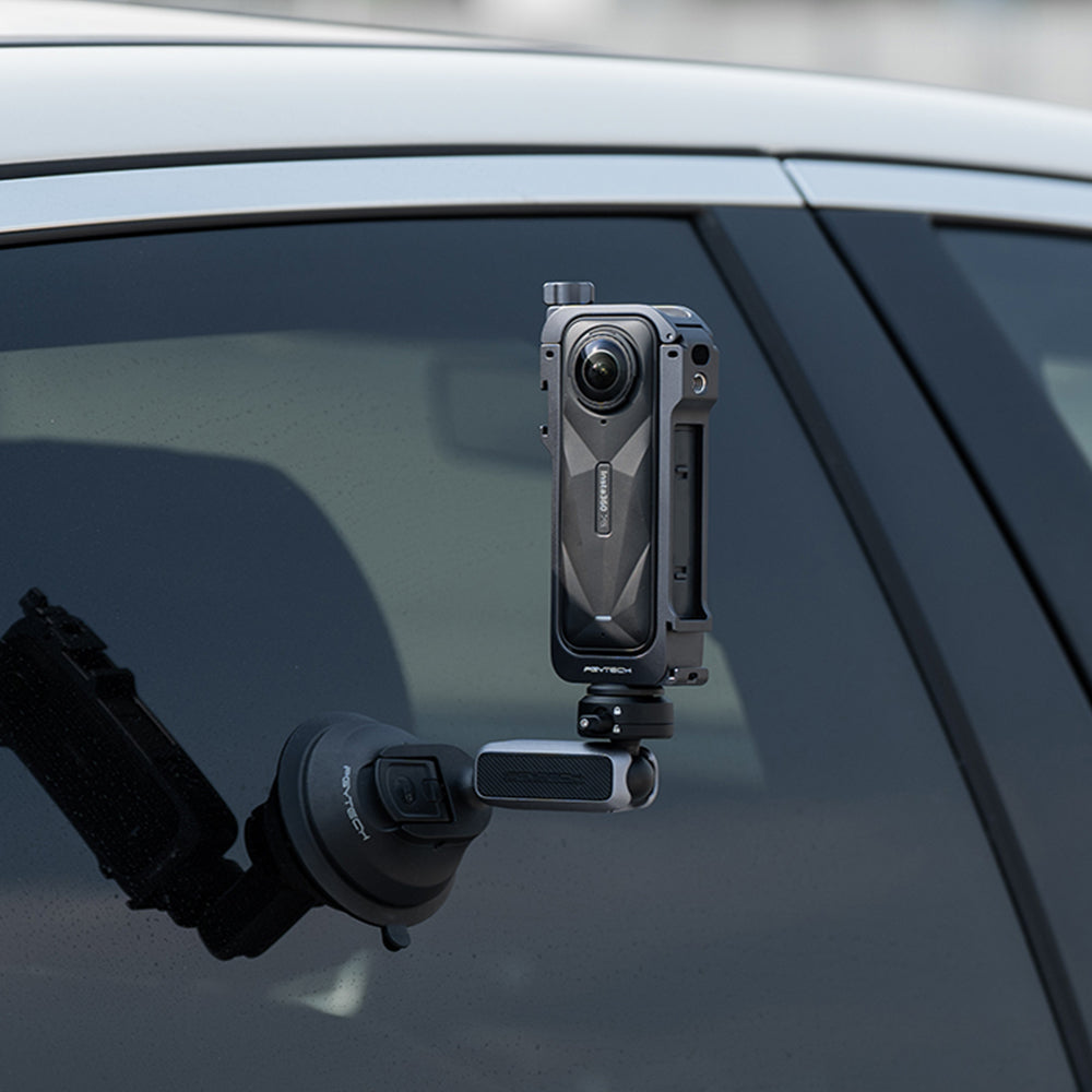 PGYTECH Kamerakäfig – Aluminium/Silikon, 62 × 22 × 145 mm – für Insta360 X5 – Schwarz