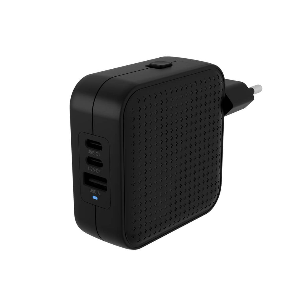 HYPER HJ1003BKWWGL USB-Ladegerät 70 W – USB-C×2, USB-A×1 – PD 3.0, GaN – für Laptop, Smartphone, Tablets
