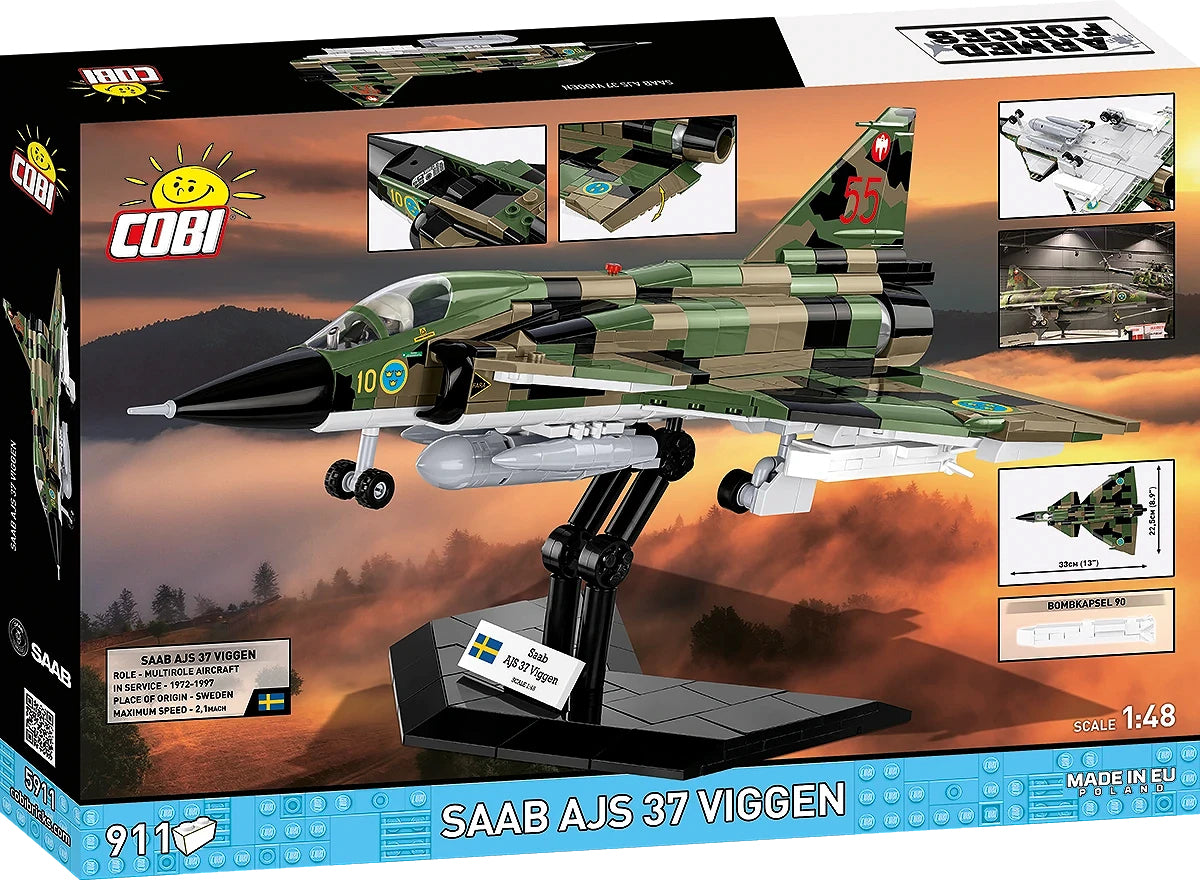 COBI SAAB AJS 37 Viggen Bausatz – 911-teilig – 22,5 × 12,5 × 33 cm – ab 9 J.