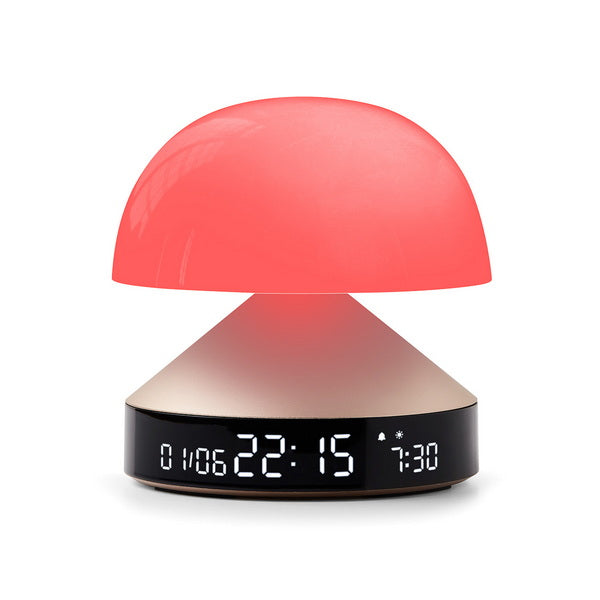 LEXON Lichtwecker Mina Sunrise – digital – 11 × 11 cm, gold, Aluminium, USB, 5 Wecktöne
