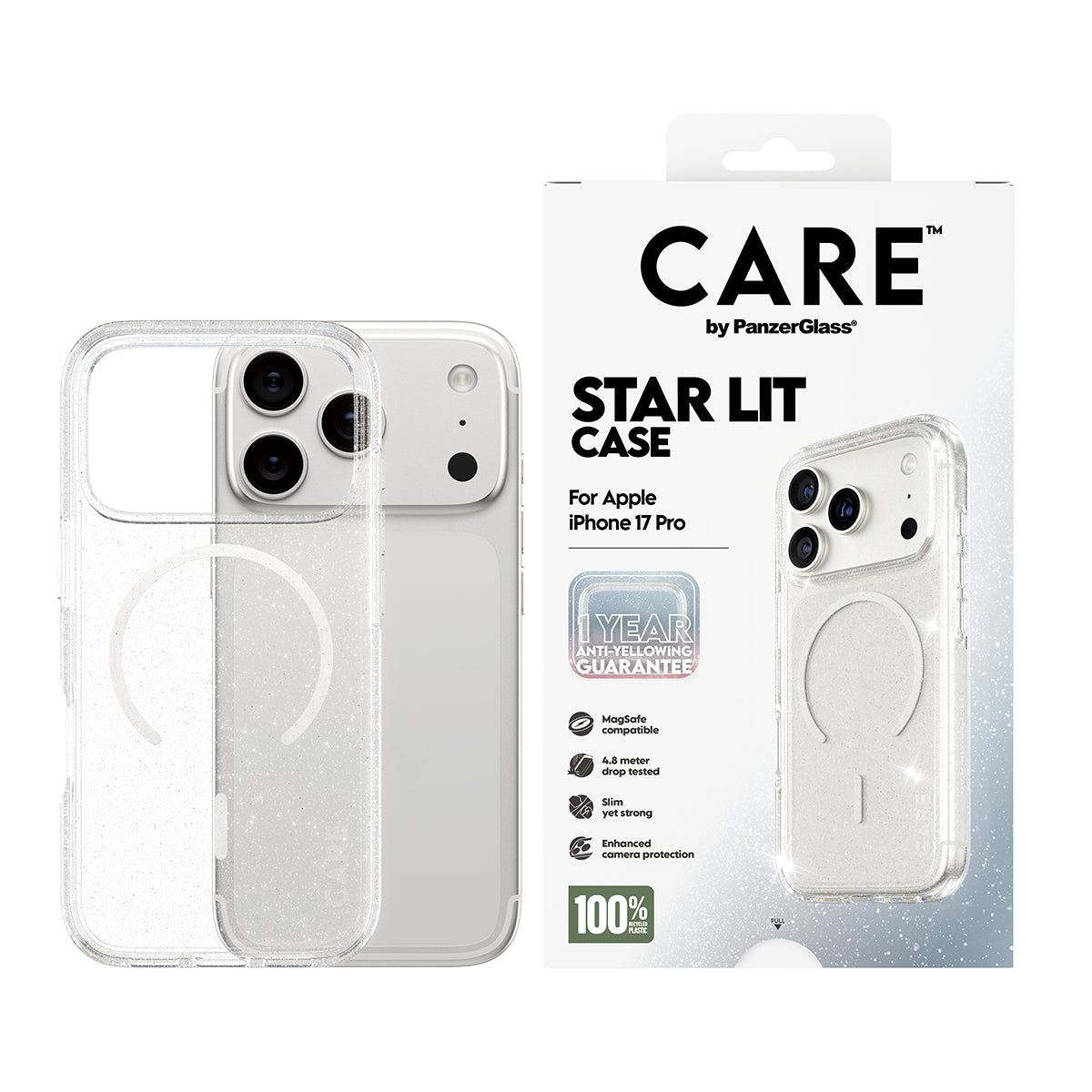 PanzerGlass Backcover – für Apple iPhone 17 Pro – StarLit weiss – TPU, MagSafe-kompatibel