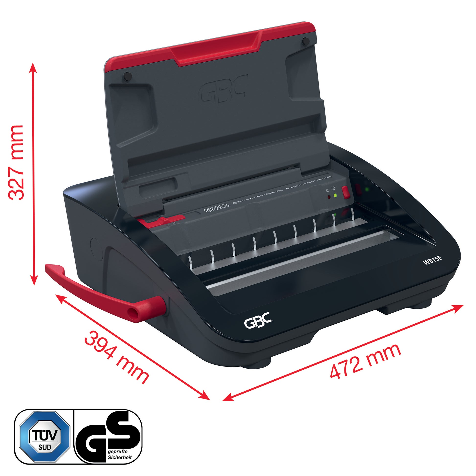 GBC WB15E Bindegerät – Drahtbindung, für 34 Löcher, A4, 15 Blatt
