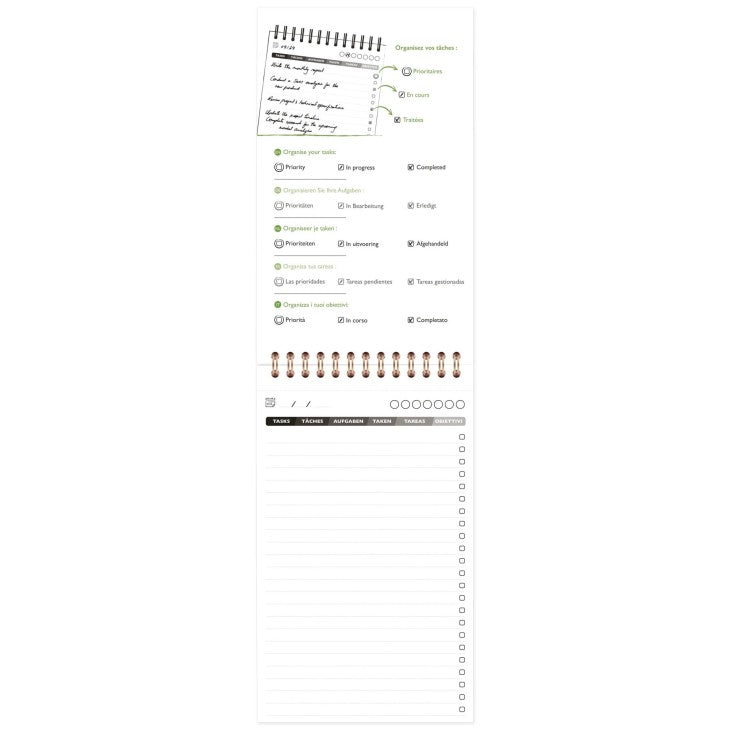 Clairefontaine TaskManager AgeBag – Planer ohne Jahr, 12 Monate, 12,0 × 18,0 cm, Hardcover, Gummiband, Braun