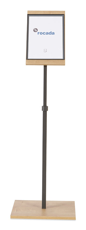 Rocada Boden-Prospektständer – für A4, braun, Holz, 400×300×1400 mm