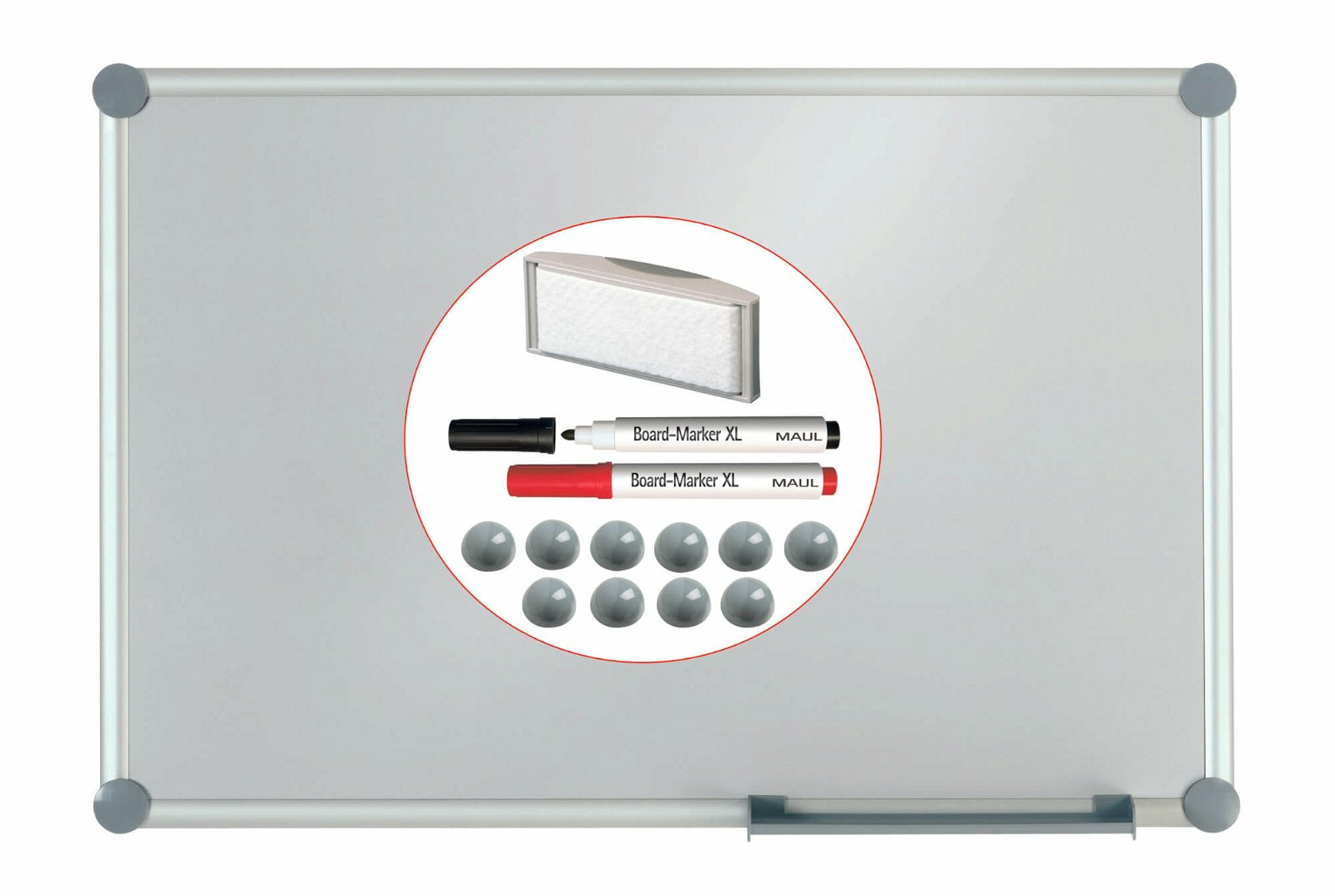 MAUL Whiteboard – 120 × 90 cm, lackierter Stahl, magnetisch, Aluminiumrahmen, grau, Wandmontage