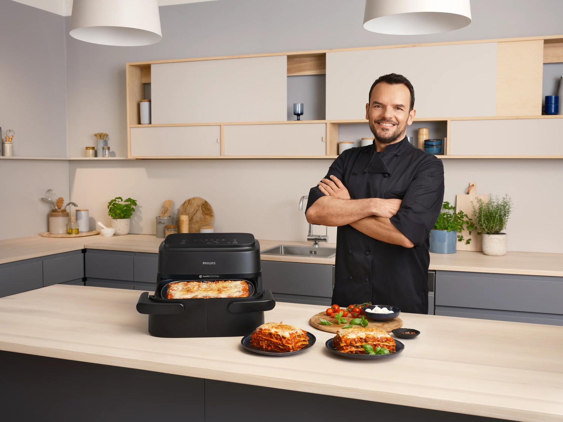 Philips Heissluftfritteuse NA150/00 – 7 l, Rapid Air & 8 Programme, 2450 W – schwarz