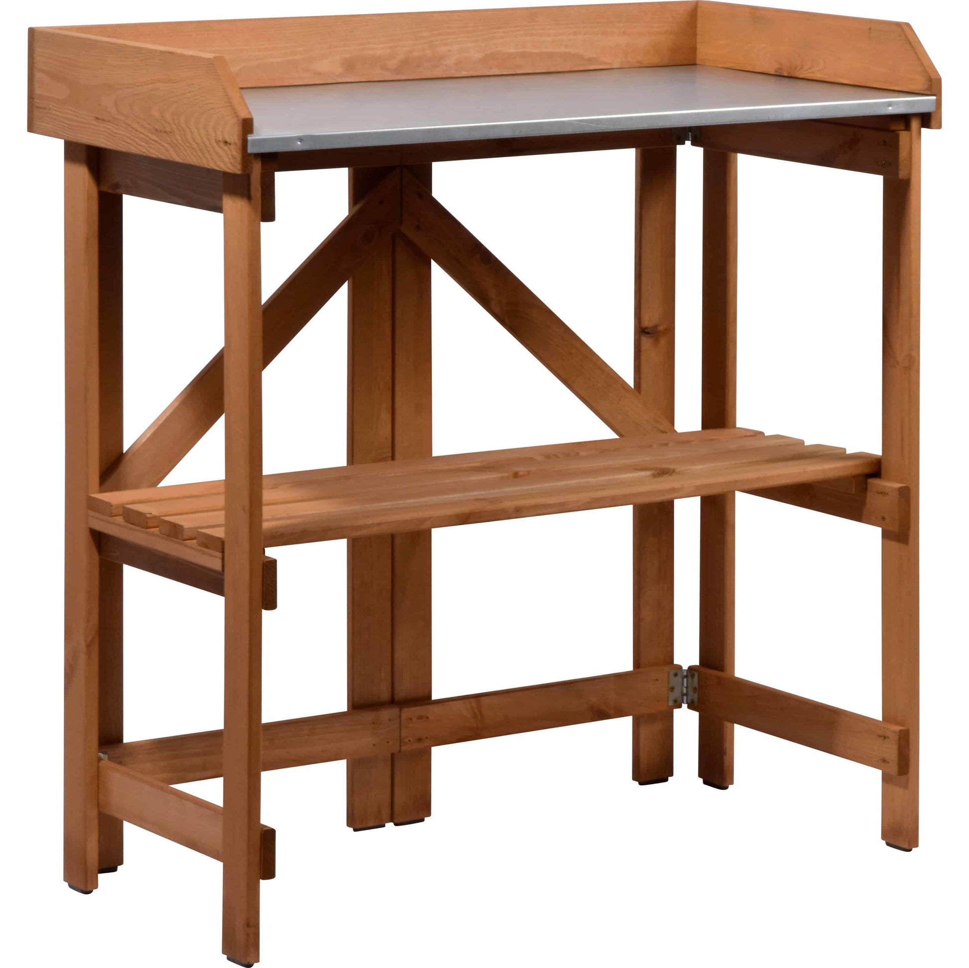 Dobar Faltbarer Pflanztisch (mit Ablage) – Kiefernholz – Braun – 850 × 890 × 440 mm