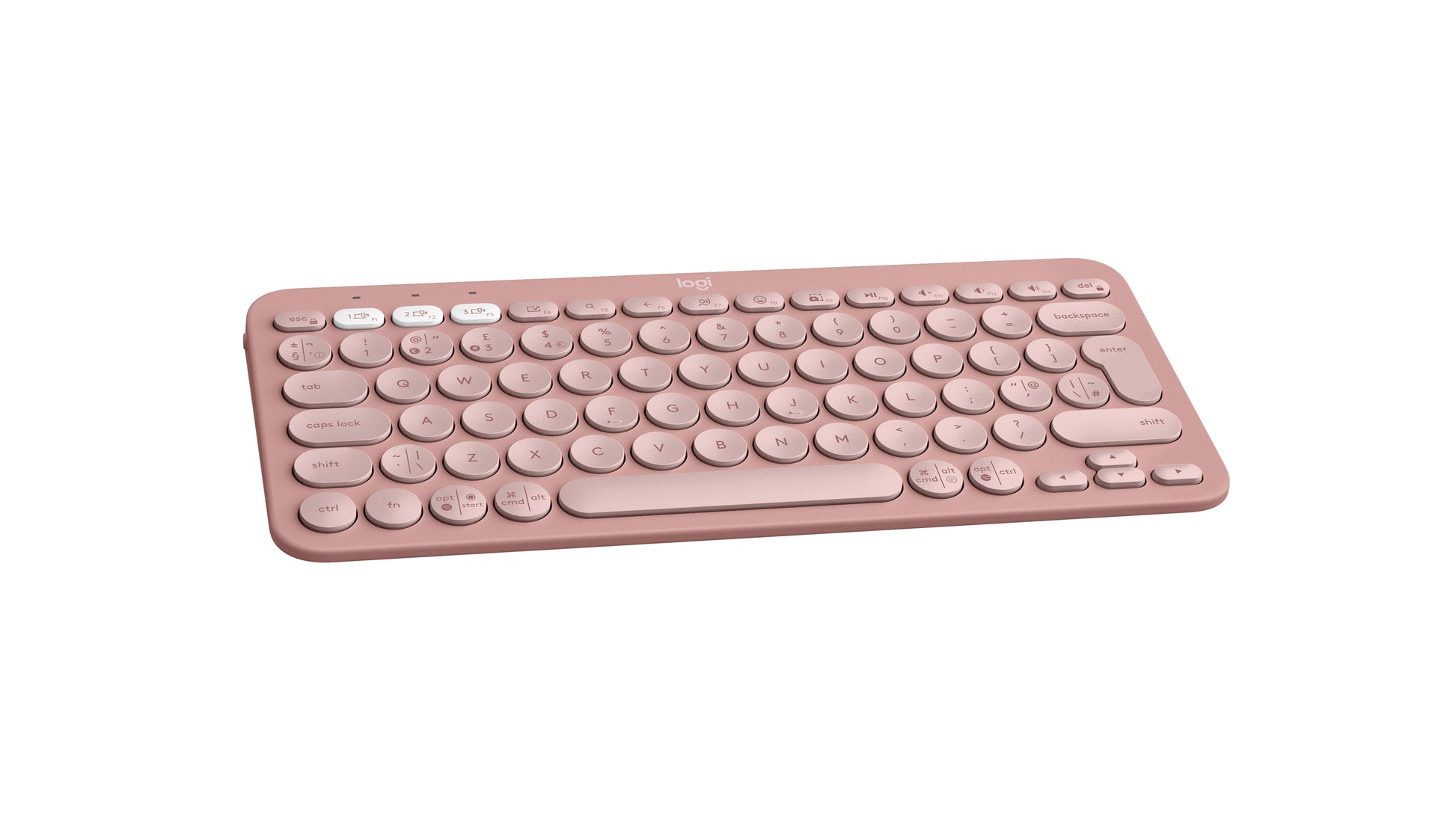 Logitech Pebble Keys 2 K380s – Mini Tastatur – Scherenmechanik – Bluetooth – QWERTY (UK‑INT) – Ohne Ziffernblock – Rose