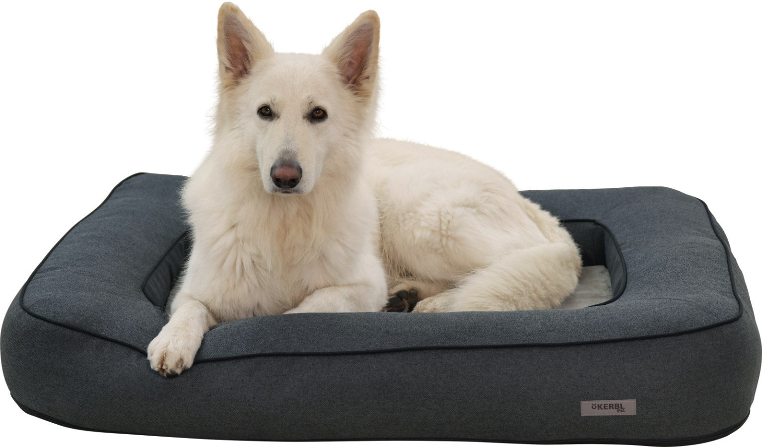 Kerbl Platin Ortho Hundebett – 70 × 100 × 18 cm, Schaumstoff, abnehmbarer Bezug, grau