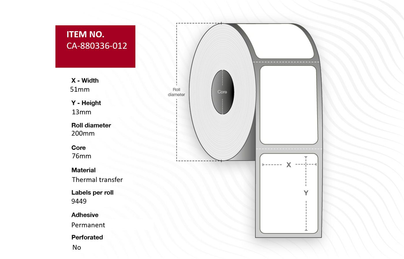 Capture Etikettenrolle, 51 mm × 13 mm, Polyester, permanent, 10 Rollen (je 9449 Etiketten)