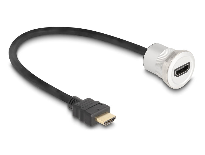 DeLOCK HDMI Verlängerungskabel HDMI 2.1 – 8K 60 Hz – 0,3 m – Schwarz/Silber