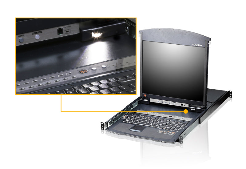 ATEN KL1508AN – Rack-LCD-Konsole 19" – 8-Port VGA KVM – 1920 × 1200/60 Hz, DE-Layout – 1U