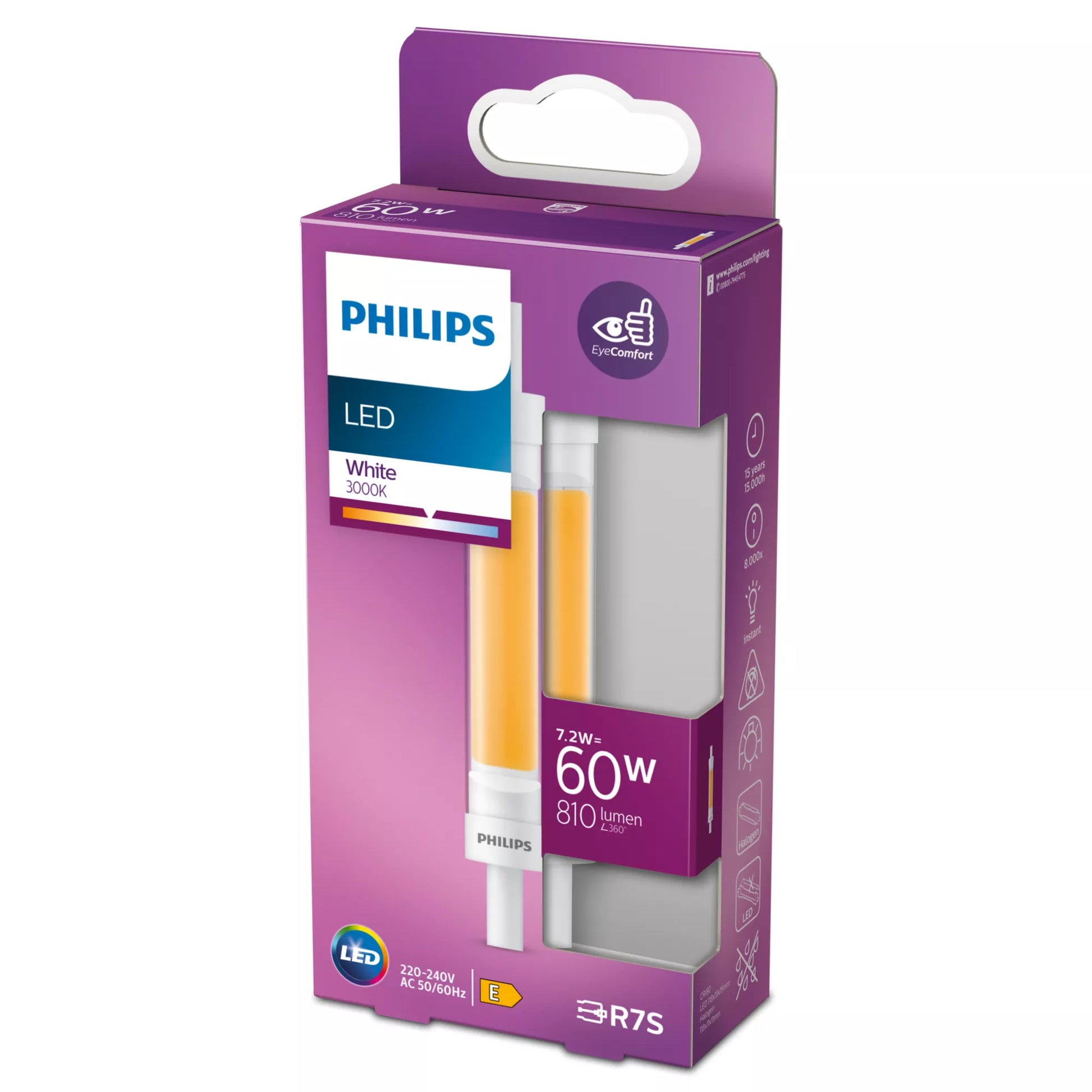 Philips by Signify Philips LED-Leuchtmittel R7s, 118 mm – 810 lm, 7,2 W, Warmweiss 3000 K – 1 Stk.