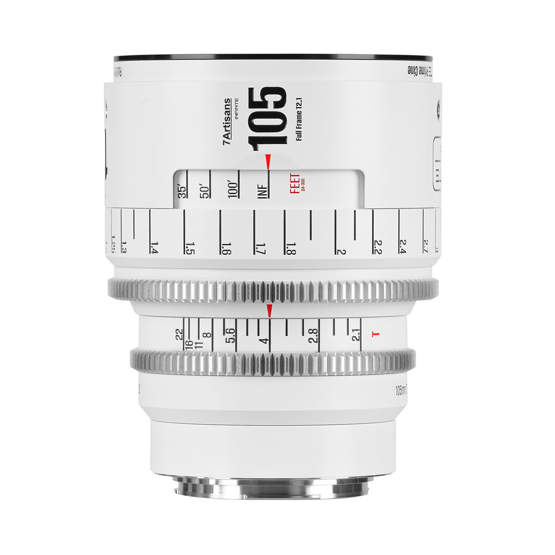 7Artisans 105T21W-EF Objektiv – 105 mm T/2.1 – für Canon EOS (EF-Bajonett) – Weiss