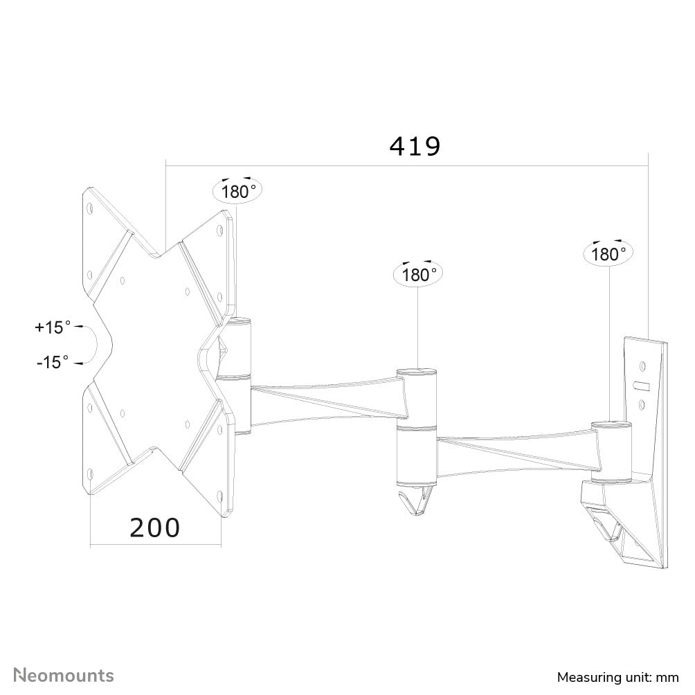 Neomounts Wandhalterung – Vollbeweglich – 10–40" – VESA 75×75–200×200 – bis 20 kg – Schwarz