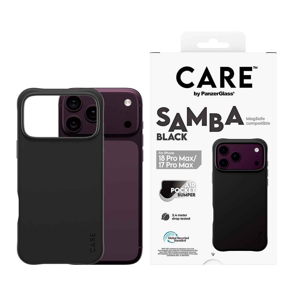PanzerGlass CARE Samba Backcover – für Apple iPhone 18 Pro Max/17 Pro Max, MagSafe, PU+TPU, schwarz
