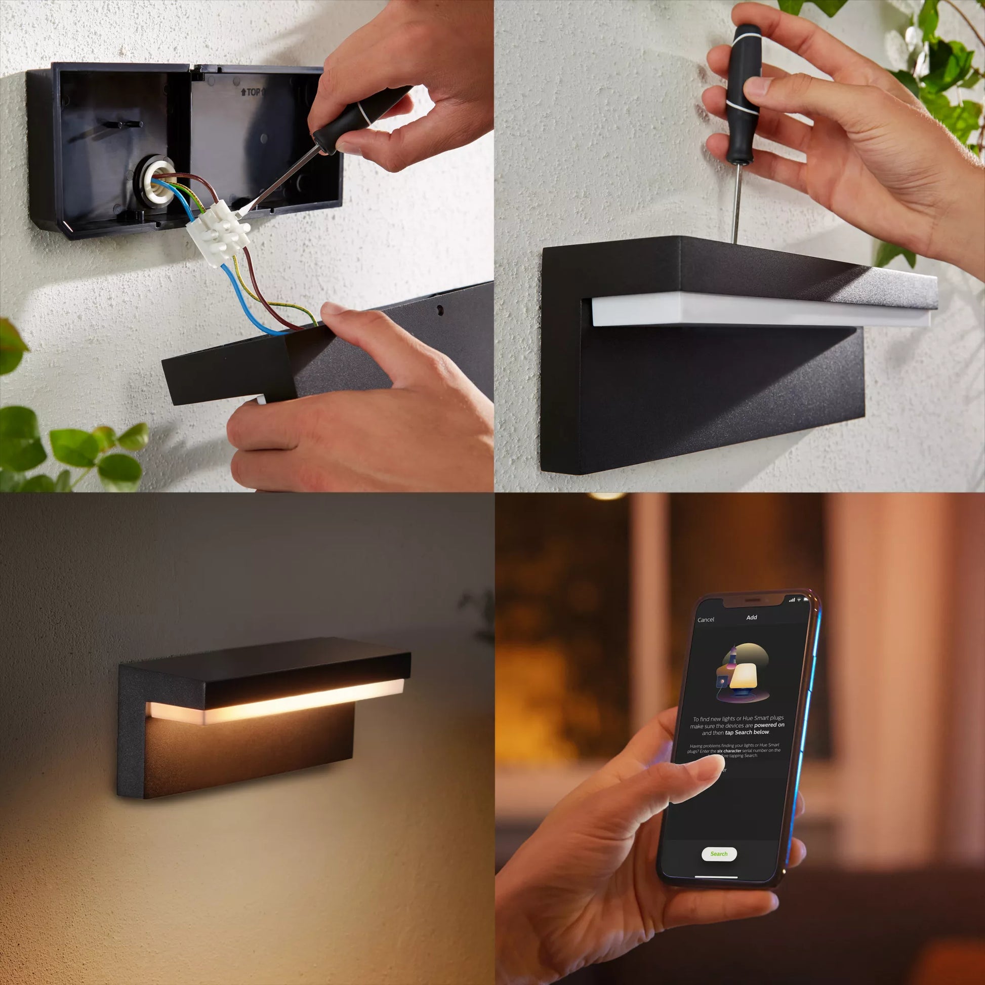 Philips by Signify Philips Hue Aussenwandleuchte – 13,5 W – Netzbetrieb – für Alexa, Google, HomeKit (u. a.) – dimmbar – Schwarz
