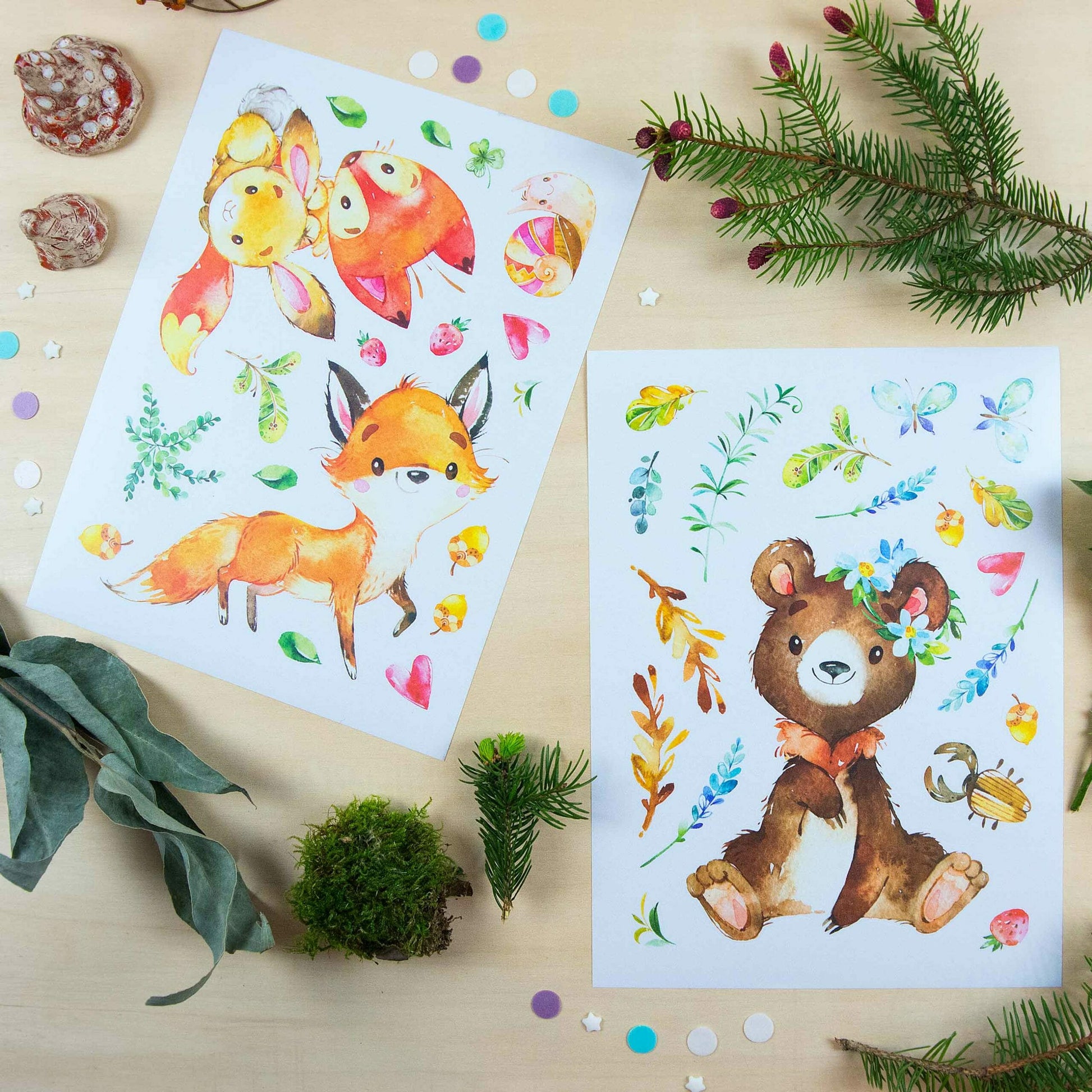 Papierdrachen Wandtattoos-Set – für 22 × 30 cm – Papier, mehrfarbig, 8-teilig