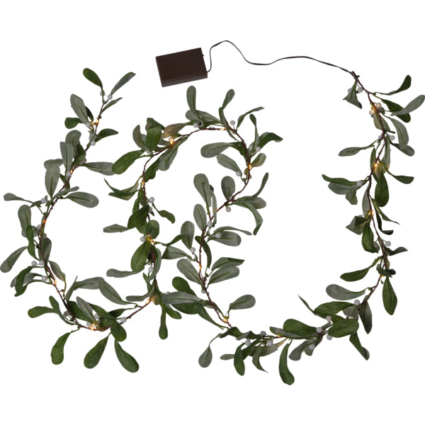 Star Trading Girlande Mistel – 1,8 m, 20 LED – Batteriebetrieb, Kunststoff & PVC, Grün