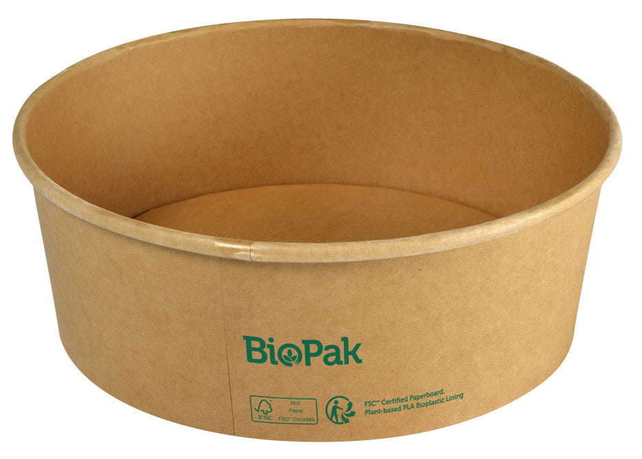 BioPak Schale, Papier/Karton, rund – 1'300 ml, Ø 18,4 cm, braun – 25 Stk.