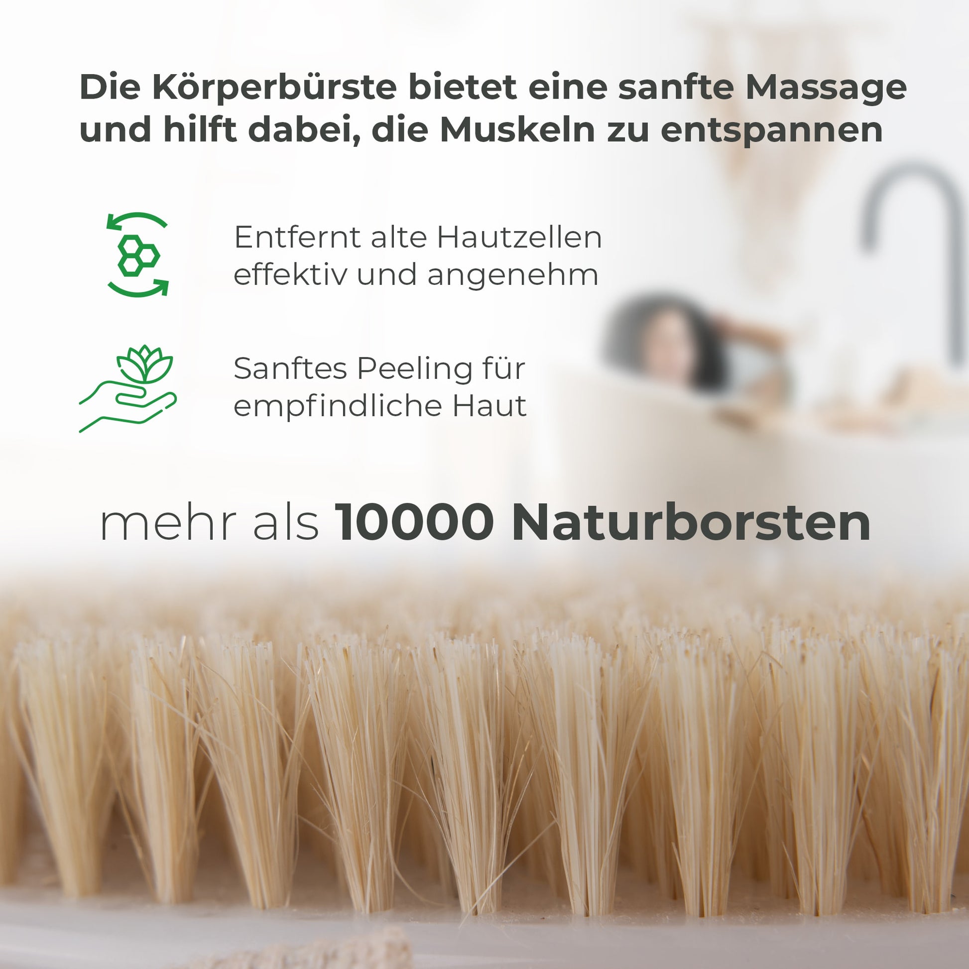 Quick Aid Massagebürste – Naturborsten, beige – 1 Stk