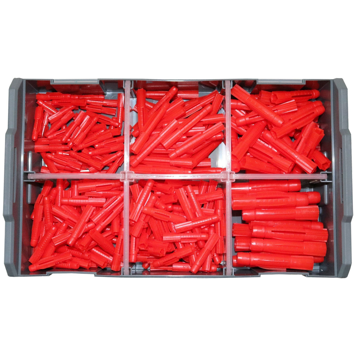 TOX Dübel TOX L-Boxx Mini Allround Tri Dübel – Ø 6 × 26 mm, Rot, 266 Stk., für Beton, Gipskarton, Stein