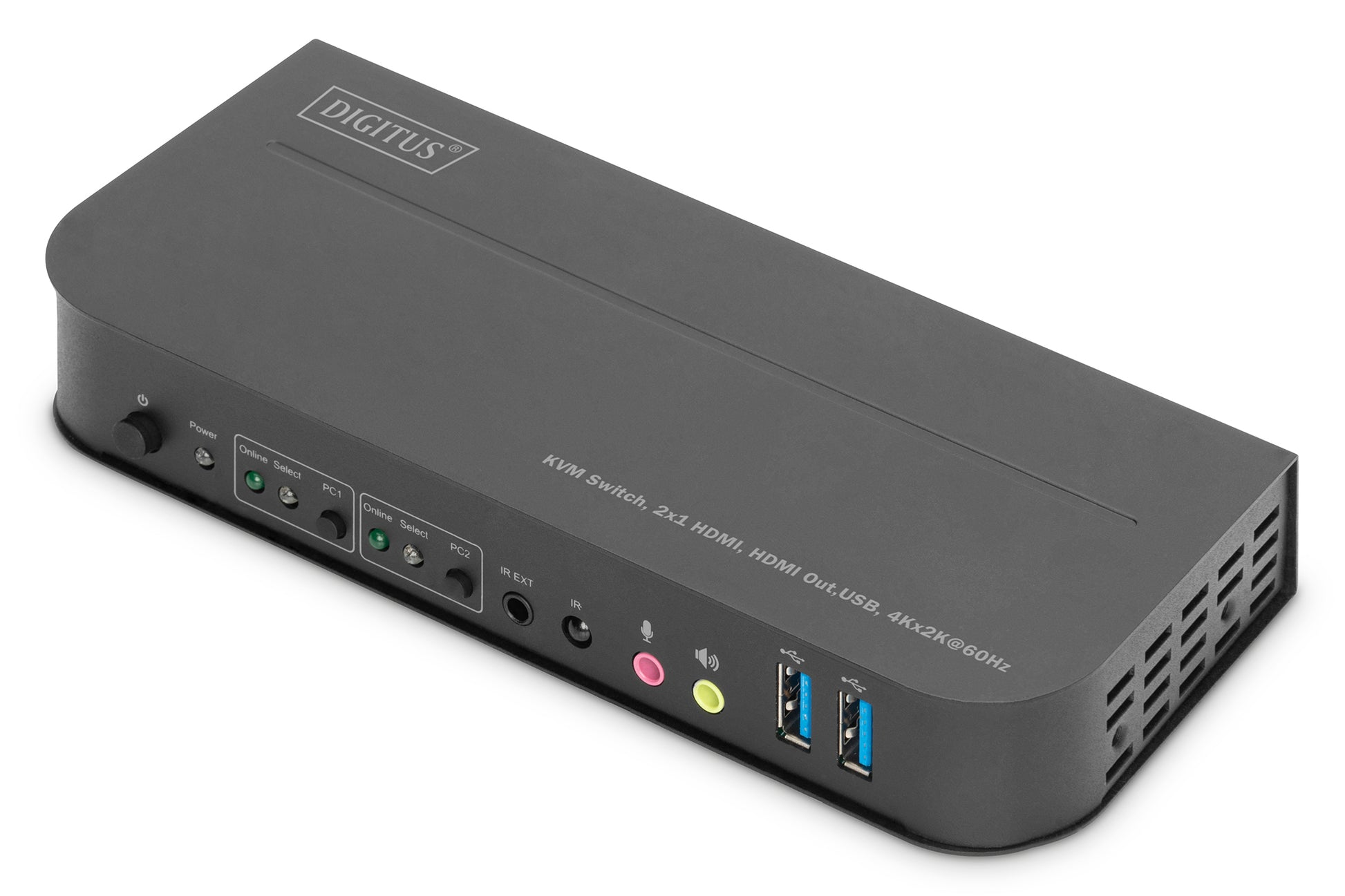 Digitus KVM-Switch 2×1, HDMI/USB 3.2 Gen 1/USB 2.0, 4K (4096 × 2160), 18 Gbit/s, HDR, HDCP
