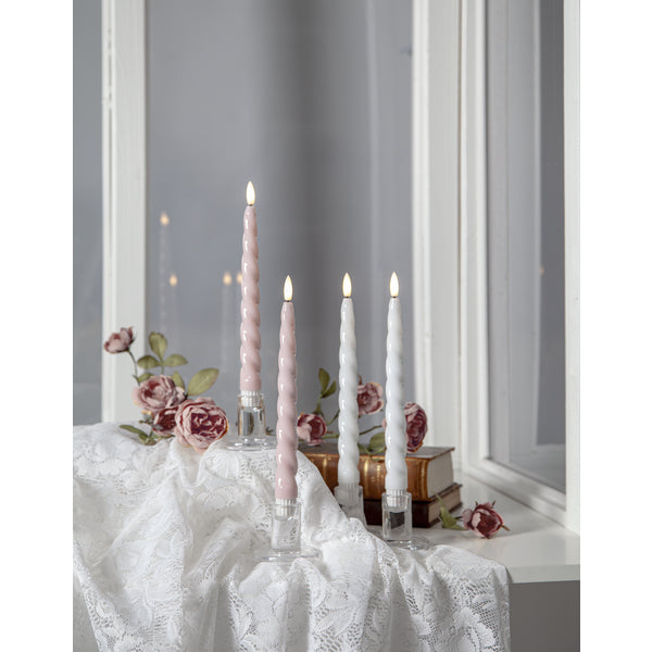 Star Trading LED Dinner Kerze – 2-teilig – Ø 2,1 × 24,5 cm – rosa, Timerfunktion