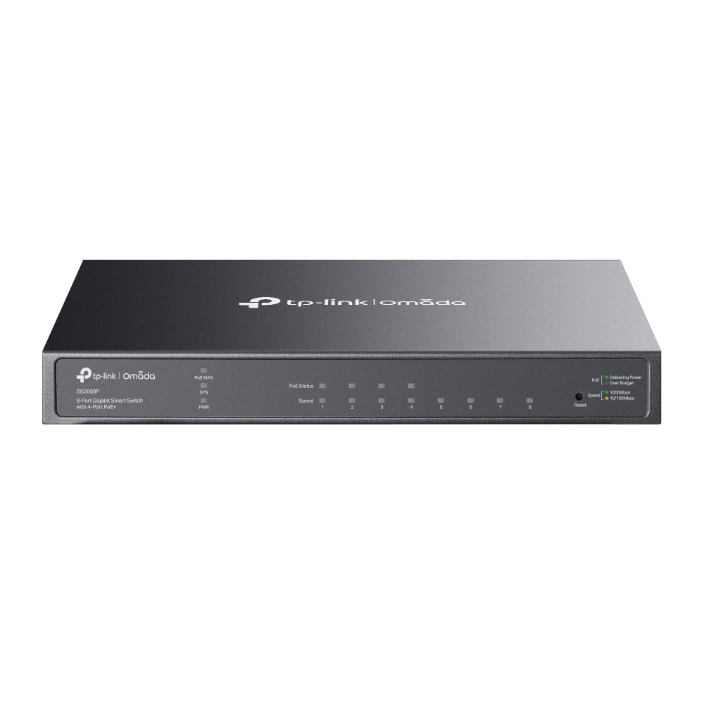 TP-Link SG2008P – Managed Switch – 8×GbE, L2/L2+, PoE+ 62 W, 19" Rack
