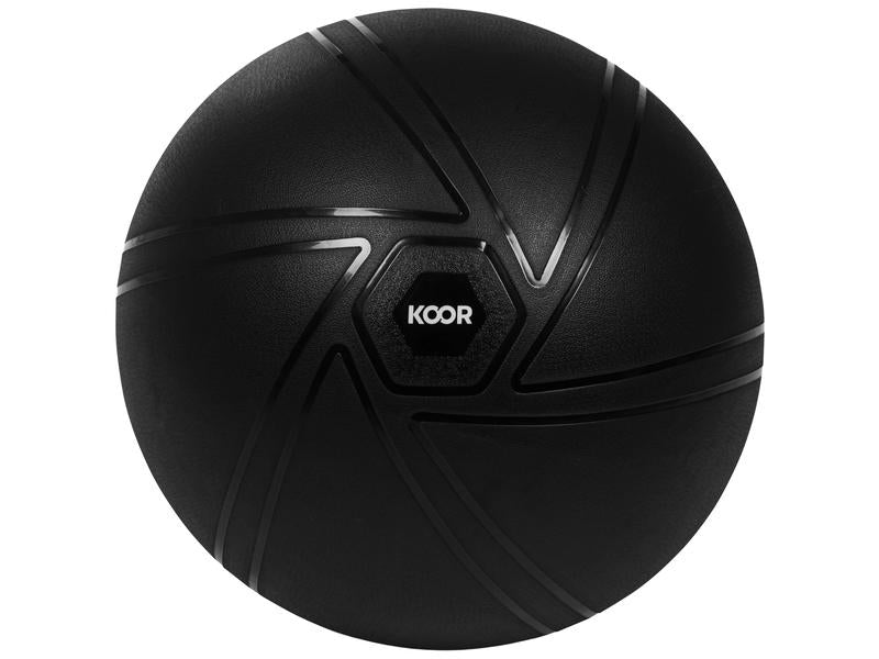 KOOR F00920 Sitzball – PVC – Schwarz, inkl. Fussluftpumpe, Ø 65 cm, bis 500 kg