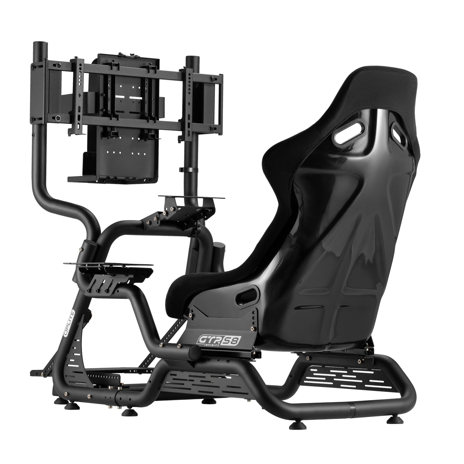 Oplite S8 Infinity – Rennsport-Cockpit, Karbonstahl/Fiberglas, 150 kg, für Fanatec, Thrustmaster, Logitech