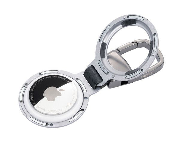 TROIKA AirTag Schlüsselanhänger für AirTag – Aluminium, Silber, 37 × 85 × 9 mm