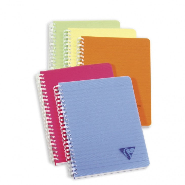 Clairefontaine Spiralbuch – A5 – liniert – 90 Blatt – 90 g/m² – Doppelspirale, PP-Deckel, mehrfarbig, PEFC